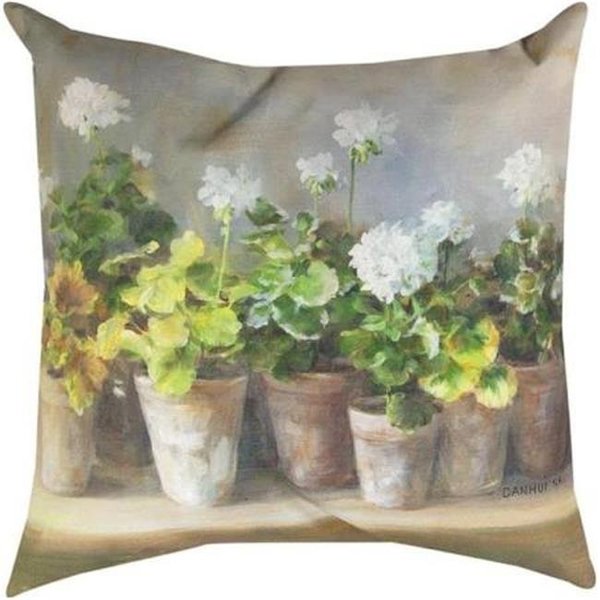 Manual Woodworkers & Weavers Manual Woodworkers & Weavers SLWGER 18 in. White Geraniums Indoor & Outdoor Pillow SLWGER